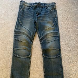 36x32 Dark Blue Mens Tapered Skinny Jeans